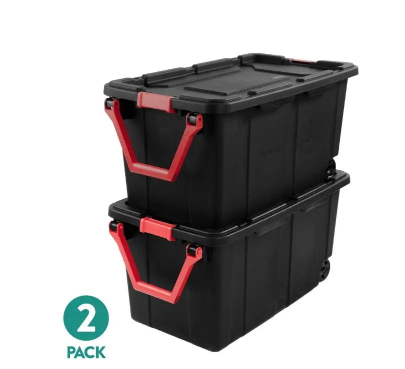 Sterilite Extra-Large Wheeled Industrial Storage Bin, 40 Gallon Durable Plastic Storage Tote with Latching Lid and Pull Handle