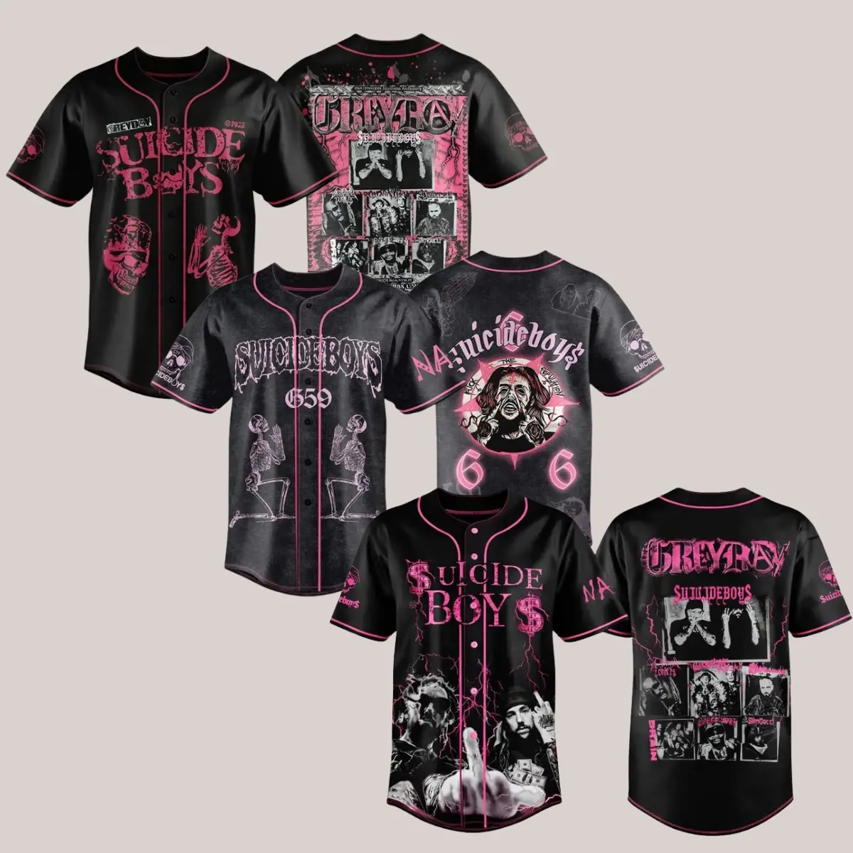 Greyday Boiz Baseball Jersey Graphic Shirt G59 Music 2026 Oversized Streetwear Hip Hop Concert Outfit Black Unisex Button-Up Retro Tour Style Y2K TikTok Fashion Trend