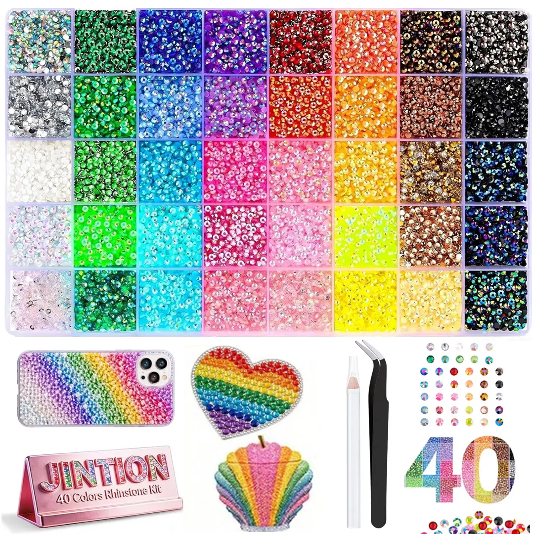 32000PCS Resin Rhinestones for Bedazzling Kit,3mm Flatback Gems,Jelly Rhinestones Bedazzled Kits with tools,DIY Bedazzler Kit for Art Nail Charm Book Cloth Craft Makeup