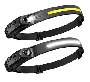LED Headlamp Rechargeable 2Pack - 230° COB Super Bright Head Lights for Forehead, Hard hat Light for Headlight Adults, USB C Headband Flashlight for Work, Hiking, Running, Camping Essentials Gear