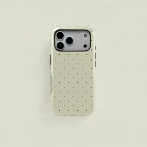 Polka Dot Pattern Phone Case, Protective, Simple Round Dots, Vintage Small Points Print, Solid Two-In-One Protection, Fits iPhone 17-12 Pro, Samsung S25-S22 Ultra Series