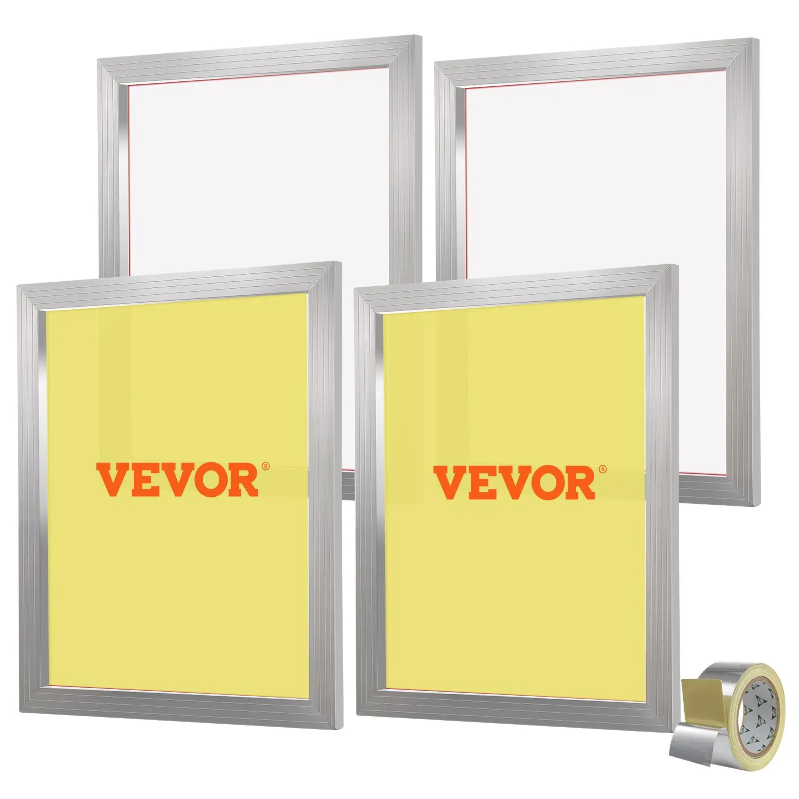 VEVOR Screen Printing Kit,  4 Pieces Aluminum Silk Screen Printing Frames, 20x24inch Silk Screen Printing Frame with 355 Count Mesh, High Tension Nylon Mesh and Sealing Tape for T-shirts DIY Printing