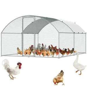 VEVOR Large Metal Chicken Coop with Run, TikTokShopBlackFriday, 25.6x9.8x6.5 ft, Walk-in Chicken Run, Cover, Spire Roof, Security Lock, Galvanized Steel, Wind Resistance