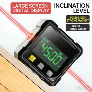 Magnetic Digital Angle Finder with Dual Laser Guide, 360° Magnetic Base & Rechargeable Angle Meter for Woodworking, Construction & Machinery | Digital Electronic Level & Angle Gauge, Measures 0–90° / 0–360°, Sets Precise Angles