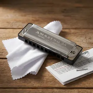 KONGSHENG AM20 10-Hole Diatonic Harmonica - Richter Tuning, Bright Tone, Durable Construction, Stainless Steel Covers, Ideal Gift for Musical Instrument Enthusiasts