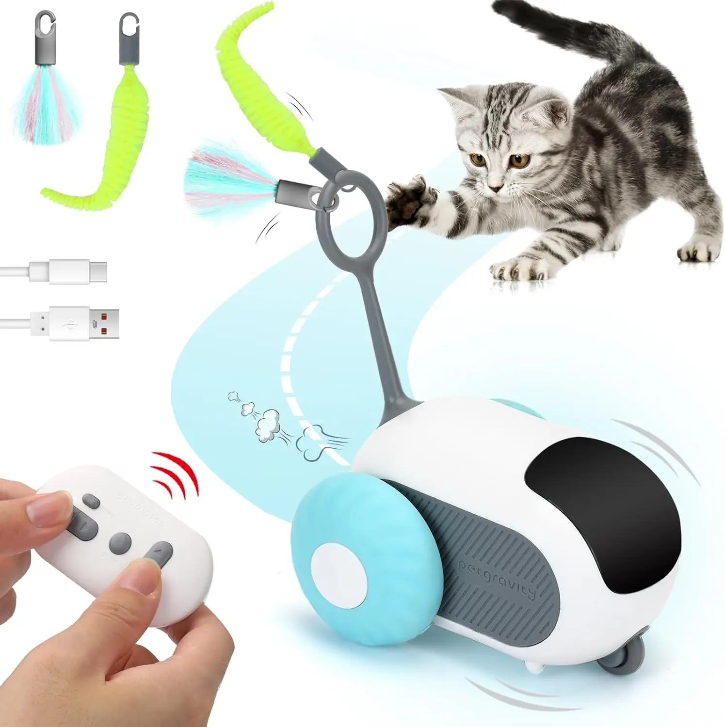 Intelligent Obstacle Avoidance Indoor Cat Toy, Suitable for Multiple Surfaces (Wooden Floor, Tile, Hardwood) - MPPC