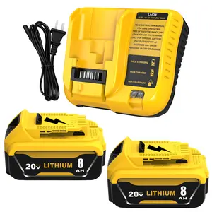 Upgraded 2pack 8000mah Battery And Dcb107 Charger Combo For Dewalt 20v Max Tools, 8.0ah Lithium Ion Replacement Compatible With Dewalt 20v Battery Dcb206 Dcb203  Series (2Pack+C)