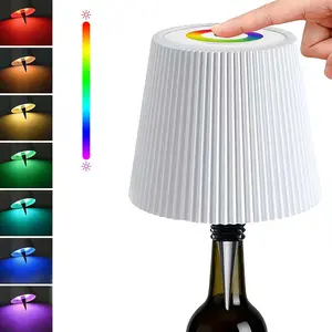 Wireless Bottle Lamp RGB 4000mAh Portable Rechargeable Multicolor LED Wine Bottle Lampshade Lights for Liquor with Touch Dimming Stopper Whiskey Bottle Lamp for Bars Restaurants Parties Home Decor Low Voltage
