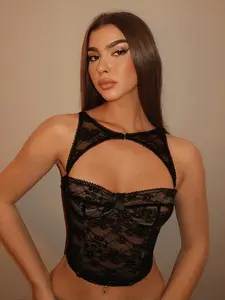 Music Festival Holiday Black Removable Corset Top, Concert Outfits