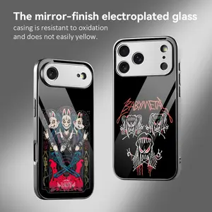 B-BABYMETAL R-Rock Band Phone Case For iPhone 17 16 15 14 13 12 Pro Max Plus Electroplated Metal Bumper Case Slim Tempered Glass Back Advanced Materials Shockproof Anti-Scratch Luxury Case Fashion Durable Stylish