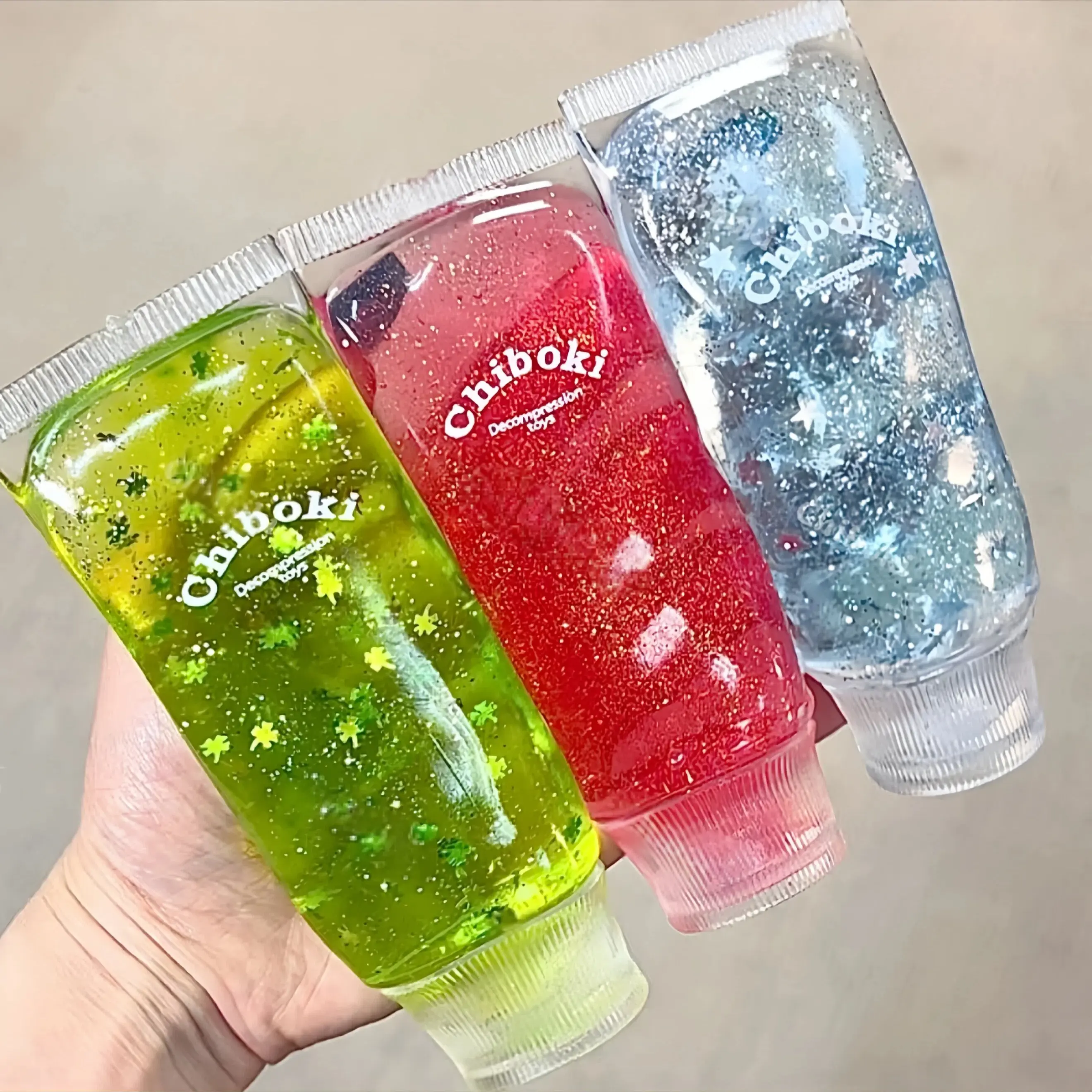 Chiboki Decompression Toy Petroleum Jelly Infused Non-Rebound Stress Relief Glitter Tube