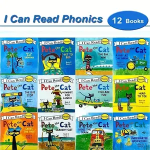 Pocket Book Set 12pcs I Can Read Phonics Series Pete the Cat Natural Reading Pet Cat Pocket Books 12 Volumes