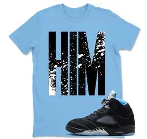 HIM Shirt To Match 5 Retro Black University Blue White 2026, Black/University Blue Sneaker Matching Shirt, Cotton Unisex Graphic T-Shirt