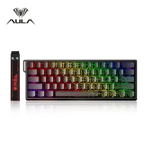 AULA WIN60 HE mini keyboard, Gaming Keyboard, 61-key wired connection, plug and play, cool RGB lighting effect, magnetic axis hot plug, specially designed for e-sports games, quick trigger response, suitable for notebook/computer equipment connection.