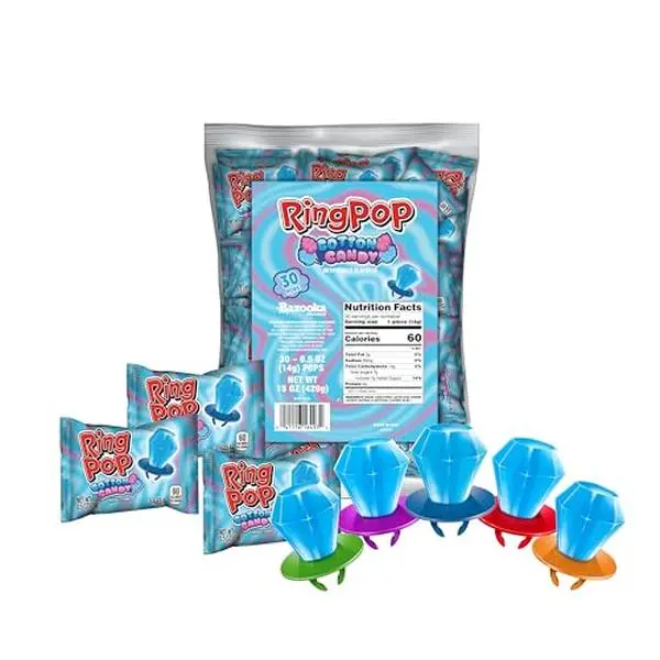 Ring Pop Halloween Cotton Candy Lollipops, 30 Count Bulk Pack