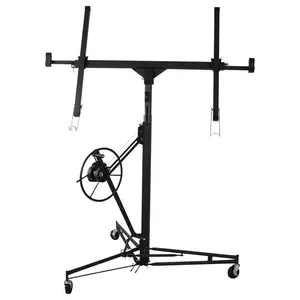 Drywall Lift 11FT, Drywall Lifter Panel Jack, 150LBS Heavy Duty Sheetrock Hoist with 360 °   Adjustable Telescopic Arm & Wheels (Black)