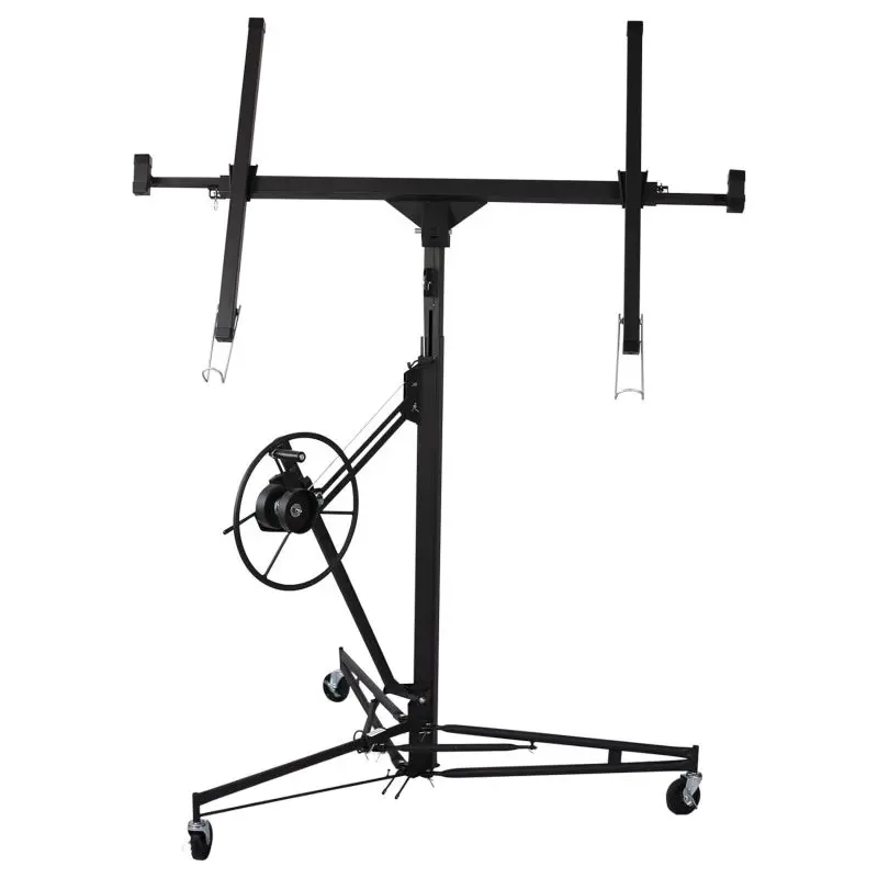 Drywall Lift 11FT, Drywall Lifter Panel Jack, 150LBS Heavy Duty Sheetrock Hoist with 360 °   Adjustable Telescopic Arm & Wheels (Black)