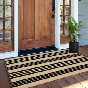 Front Door Mat , Machine Washable Porch Rug Outdoor Door Mat Striped Entryway Rugs Indoor Outdoor Rugs Cotton Hand-Woven Entry Rug for Kitchen/Bathroom/Farmhouse/Home Entrance