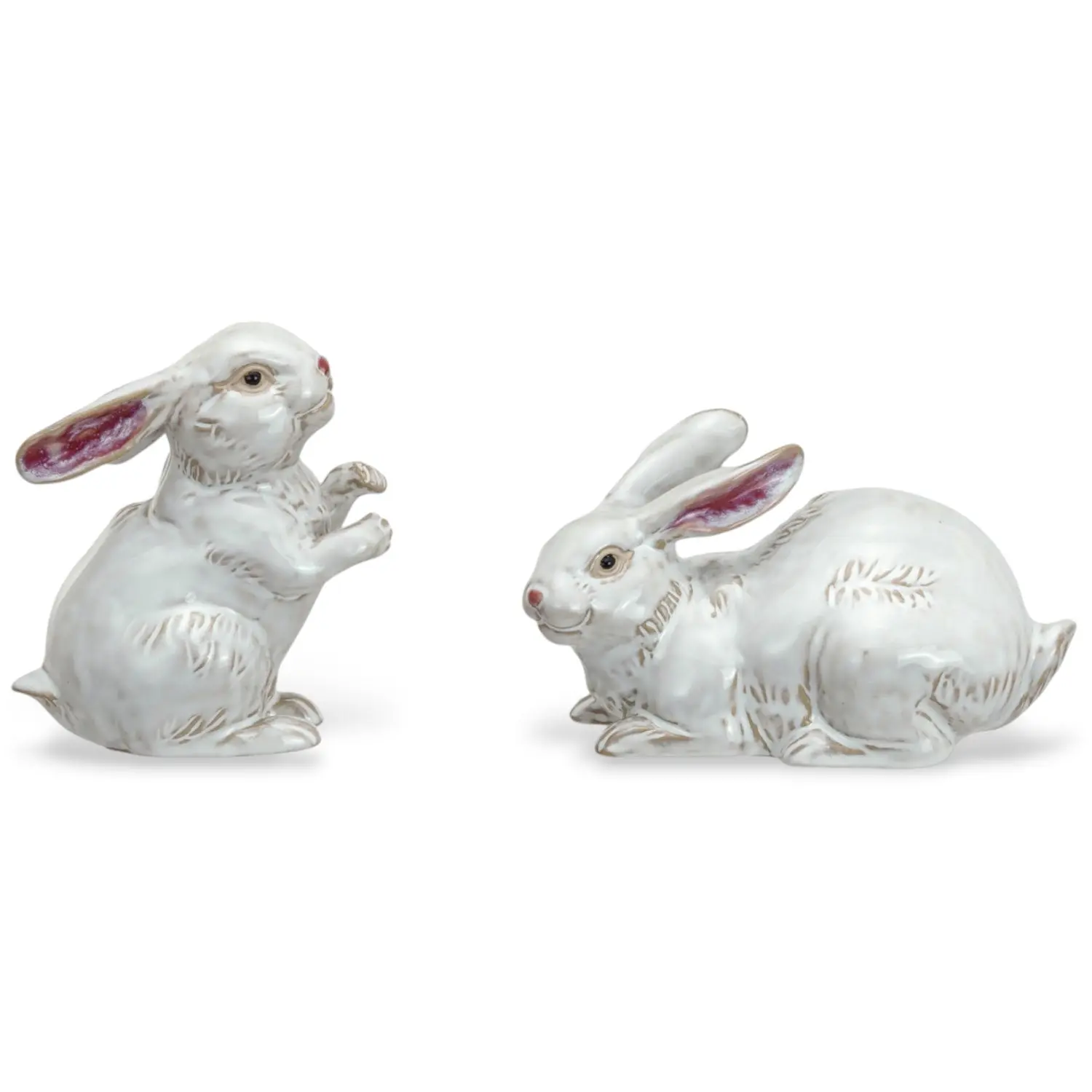 Reactive Glaze White Stoneware Ceramic Rabbit | 2 Styles