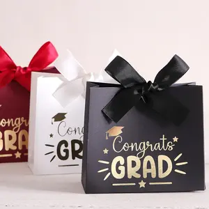 Elegant Graduation Gift Boxes, Foil Design, Satin Bow, Three Colors Available, Perfect for Parties, Gifts, Souvenirs