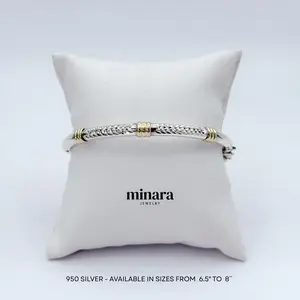 950 Silver Bracelet Donas Adiamantadas With Gold Accents for Casual & Formal Wear