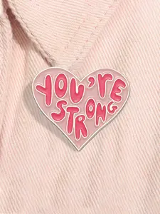 You’re Strong Enamel Pin Gentle Self-Affirmation Pink Heart Motivational Quote Confidence Expression Alloy Brooches Lapel Backpack Badge Fashion Jewelry Accessories Gifts for Friends