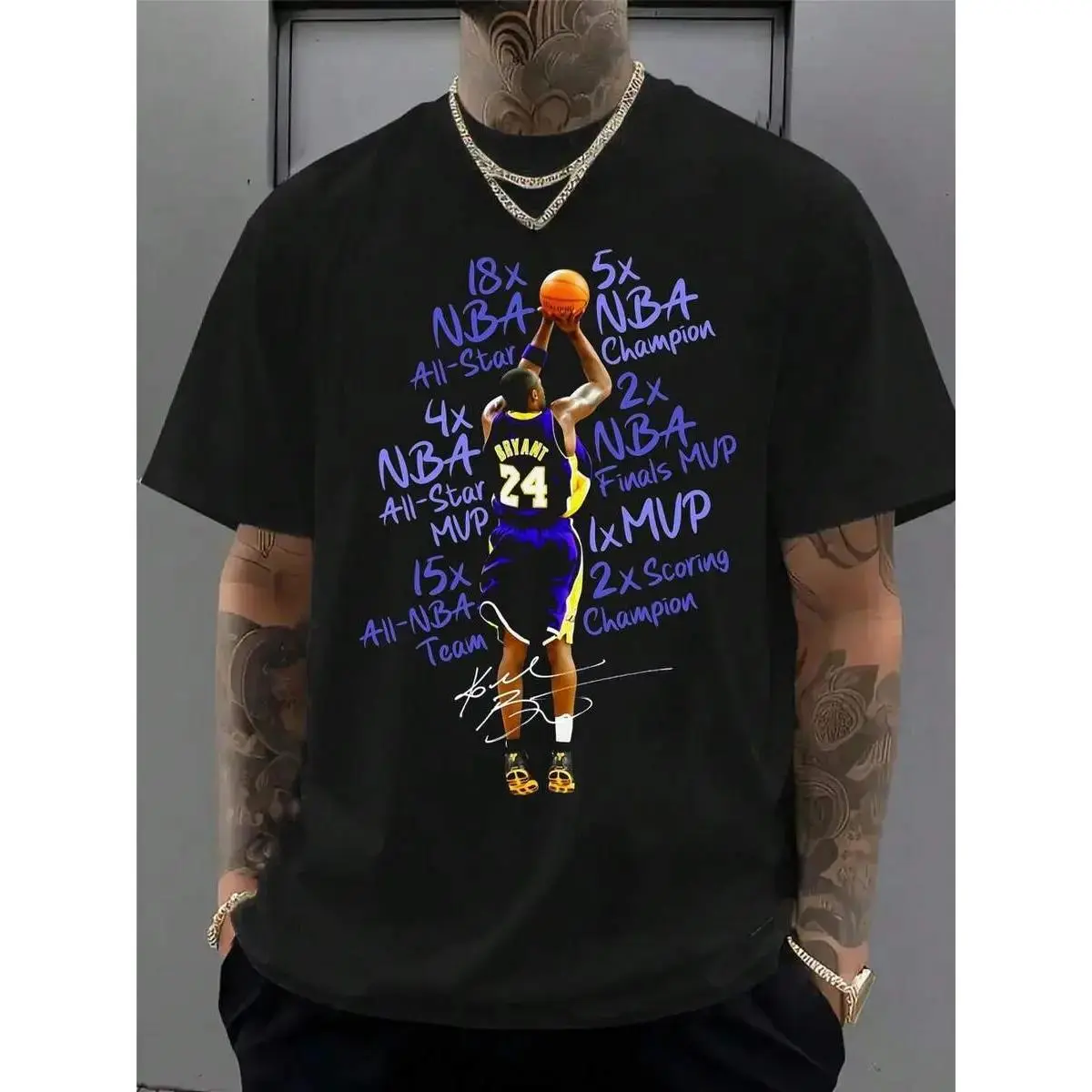 Kob.E Bryant |     Artistic Lakers Basketball Print Classic T-Shirt |     Popular Classic Apparel For Kobe Fans |     100%25 Cotton Printed Crew Neck Unisex Short-Sleeve T-Shirt |     European And American Fashion Brand Printed Base Layer Shirt