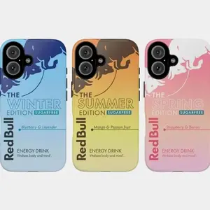 Red Bull Night Shift Edition Phone Case Ombre Gradient Pastel Cover Compatible with iPhone X, 11, 12, 13, 14, 15, 16, 17 Plus Pro Promax & SS Galaxy S21-25 Series