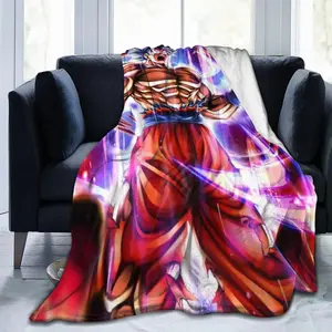 Goku Legendary Power Flannel Blanket Soft Warm Anime Throw Blanket for Bedroom Dorm Sofa Living Room Lightweight Cozy Blanket for Travel Naps Anime Warriors Birthday Christmas Gift