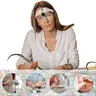 Hands-Free Rechargeable LED Headband Magnifier with 4 LED Fill Lights, 5 Detachable Acrylic Lenses (1X,1.5X,2X,2.5X,3.5X) - Camera Accessory for Hobby Close Work, Electronic Circuit Board Repair