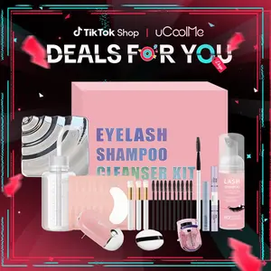uCoolMe DIY Lash Aftercare Cleansing Multi-Pack - Lash Clusters Kit with Shampoo, 2-in-1 Bond Sealer & Makeup Remover, Beginner-Friendly Tools, Mirror, Eyebrow Summervibes (Stockup Option)
