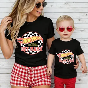 Hot Mess Never Stressed Mama And Boy Shirt, Formula Mama And Mini Shirt, Boy Mama Shirt, Mothers Day Gift, Formula Shirt For Mothers Day Casual American Short Sleeve T-shirt