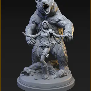 Mirage & Bear (40mm on 50mm Base) | Crisis Protocol Proxy | C27, Collectible Edition Miniatures, Character Minifigure Miniatures