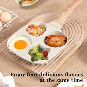 Non- stick egg frying pan  4- hole Heart- Shaped Pancake Pan with Wooden Handle  Granite-Style Breakfast Skillet  Small Nonstick Pan for Egg  Omelets Toast Pancakes& Crepes  Easy- Clean Multifunctional Kitchen Gadget Compact Birthday Gift Idea pan