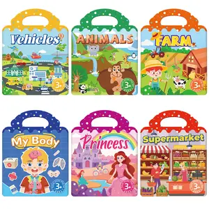 Reusable Puffy Sticker Book for Kids- CuteRestickable Stickers, Toddler Travel  forAirplane, Car Road Trip, Keep ToddlersEntertained,Quiet Activity for Ages  4-7,Screen-Free Fun