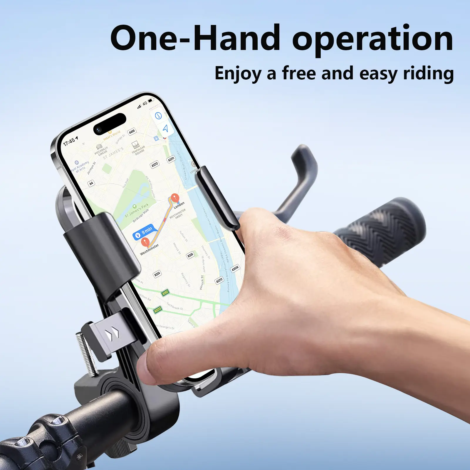 JX Bike Phone Mount Holder for Electric Scooter, Motorcycle &Ebike -Universal Handlebar Cell Phone Holder, Anti-ShakeDesign, Easy Install Landscape Grip Adjustable Durable bikesSmartphone Cellphone