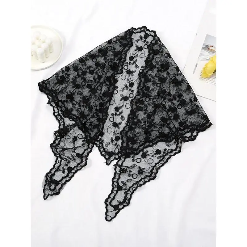 Women's Floral Lace Scarf, Casual Versatile Scarf for Women, Fashion Accessories for Daily Wear, Trendy All-match & Exquisite Scarf for Birthday Gift