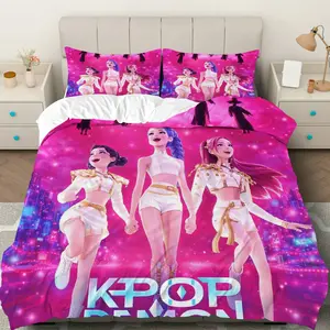 3PCS Duvet Cover Set, 1 Duvet+2 Pillowcases(Without filler), K-pop Music Stars Glamour Dance theme, Christmas bedding set, vibrant decor Suitable for bedroom, guest room, dorm, studio.