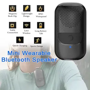 Wireless Clip-On Speaker, Ip67 Waterproof, Enc Microphone, Large Touch Buttons, Wearable, Ideal for Running, Hiking, Outdoor Activities