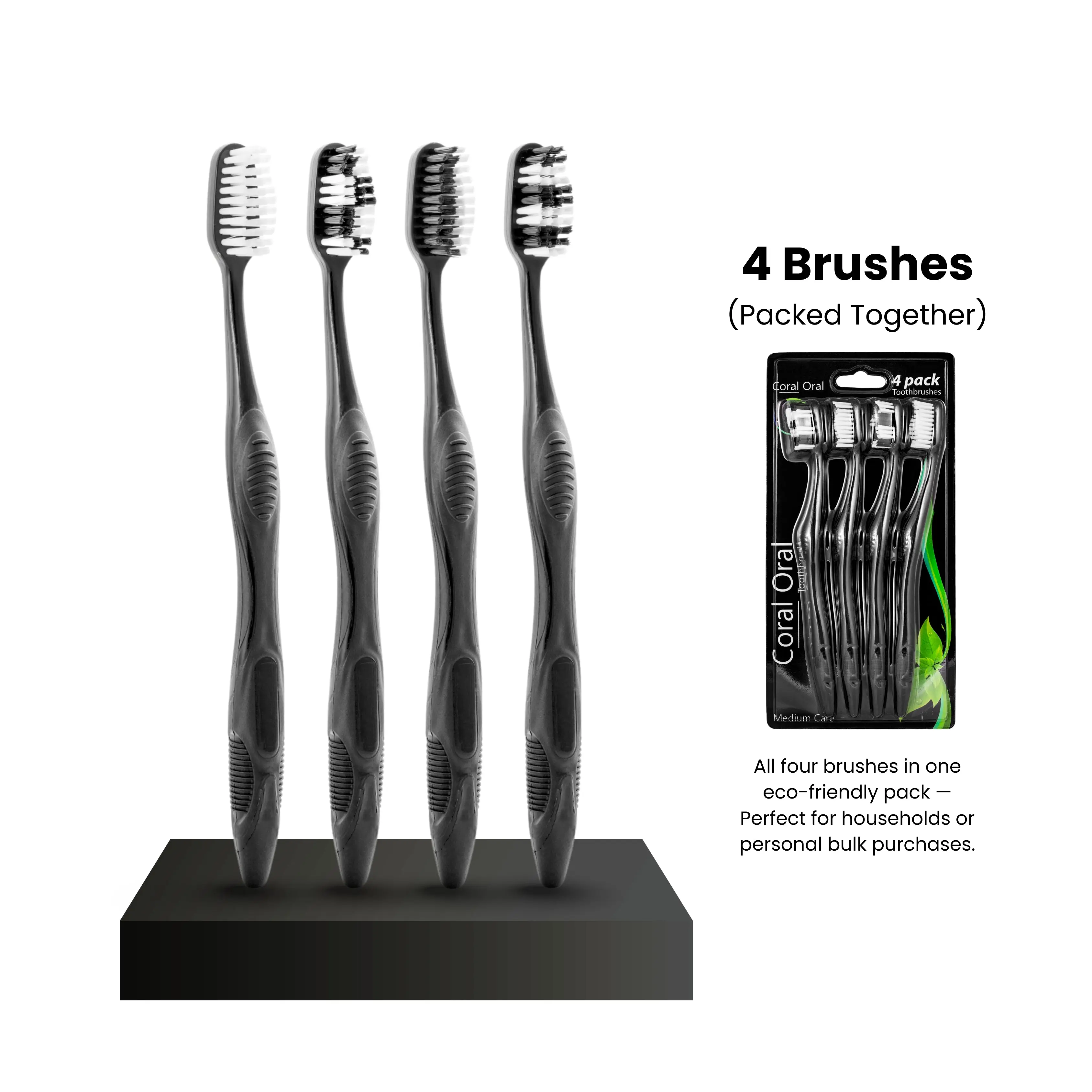 4-Pack Medium Bristle Toothbrushes, Oral Care Tools for Fresh Breath