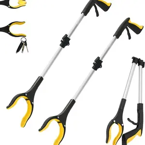 Anti slip garbage collection tool, metal and plastic structure, lightweight and foldable multifunctional elderly garbage bin, elevated storage rack for long-distance fruit picking, force measuring device for grasping, with rotating head and magnet