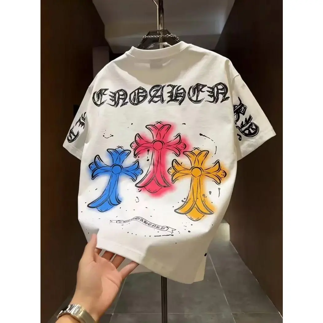 Trendy Brand Sanskrit Print Short Sleeve T-Shirt Men 2025 Summer New Fashion Versatile Crew Neck Half Sleeve Top short sleeve pattern t-shirt Love Gooning T-Shirt fast arrival world  tshirts Religious Cross Print Casual T-Shirt