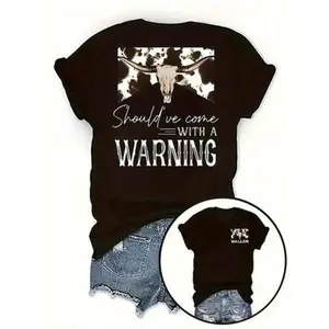 Women'S Short Sleeved Shirt, Western Dairy Cow Design, Holiday Short Sleeved T-Shirt, Pure Cotton Double-Sided Printed Round Neck Short Sleeved T-Shirt, Fashionable Single Piece