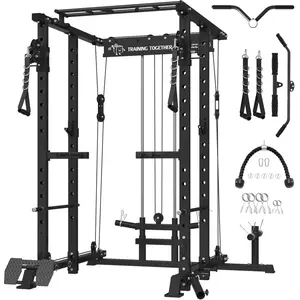 MIKOLO Power Cage 1500LBS Squat Rack with Cable Crossover & Lat Pulldown System, Exercise Equipment for Home Gym & Fitness Workout Calisthenics ToolsMIKOLO