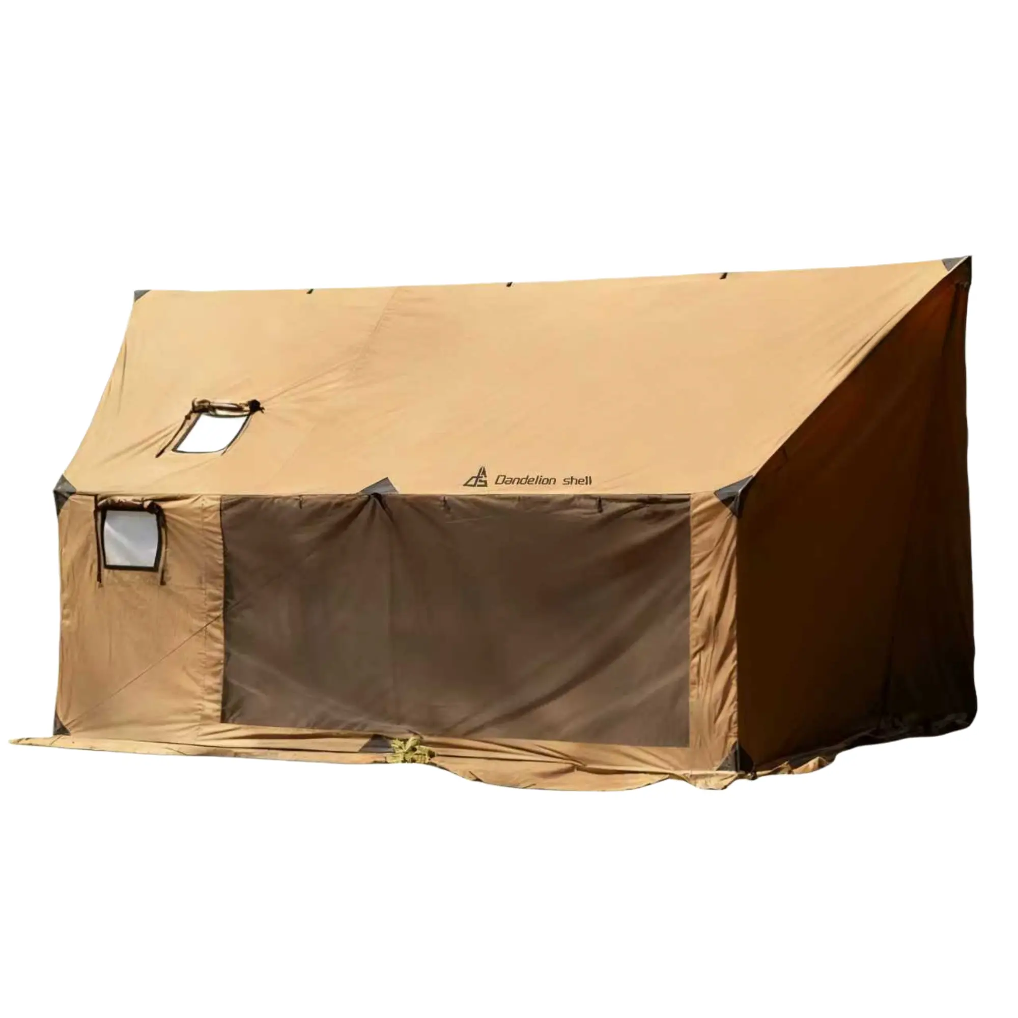 Dandelion Shell Hot Tent, Roomy 4-Season Polyester Hammock Wall Tent with Stove Jack & Mesh Doors, Lightweight Waterproof for Backpacking, Breathable Waterproof Tent, Lightweight Portable Tent