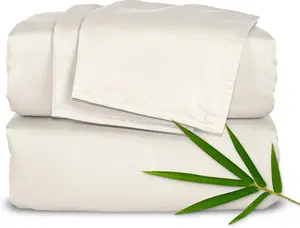 Pure Bamboo Queen Sheets, Genuine 100% Organic Viscose Derived from Bamboo Bed Sheet Set, Luxuriously Soft & Cooling, Double Stitching, 2 Year Quality Promise (Queen, Ivory)
