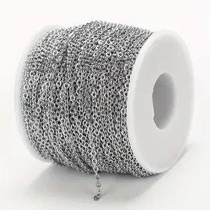 78.74inch/393.7inch Stainless Steel Welding Chain High Quality Steel Color Flat Round Ring Chain Accessories For Diy Jewelry Bracelet Necklace Anklet Choker Making Parts