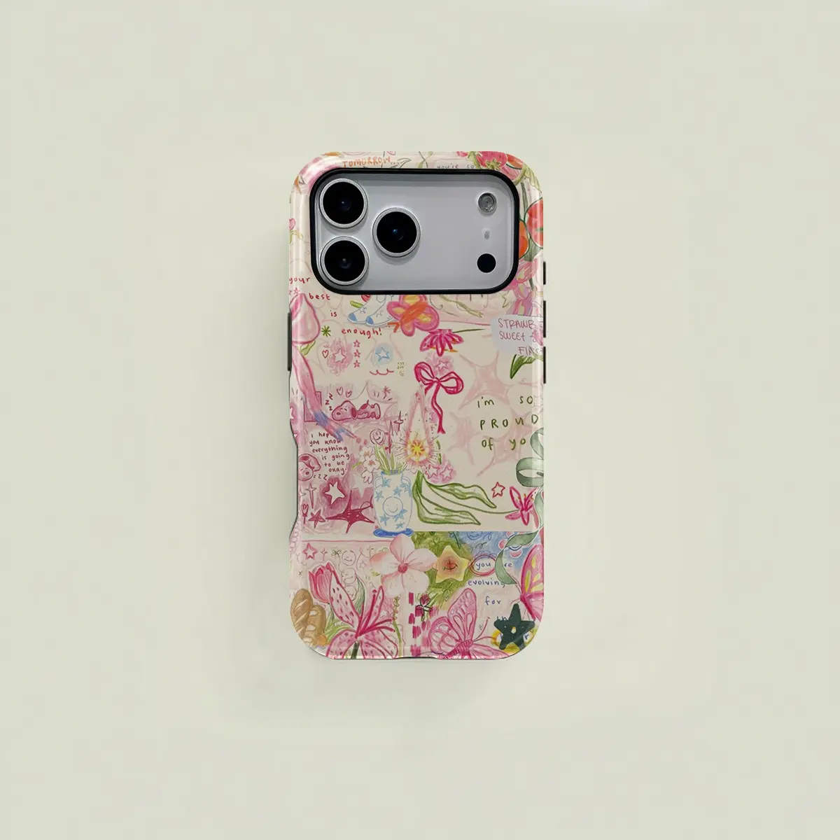 1 pc hand-painted floral bow double-layer protective case, Accessories, sturdy two-in-one protective case, suitable for iPhone 17 16 15 Pro 11 Pro Max 14 Plus 15 Plus 17Plus Samsung Galaxy S25 S24 S23 Ultra series protective case couple mobile phone case
