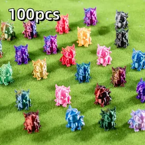 100pcs 3D Printed Mini Dragon Models, Colorful Cute Cartoon Dragons, Party Gifts, Dollhouse Decor, Micro Landscape Decoration, Ornaments
