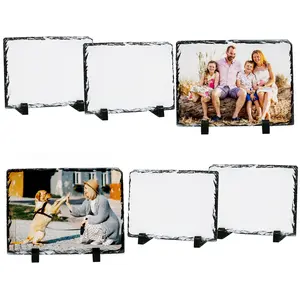 6 Pack Sublimation Slate Blanks, Stone Slate Heat Thermal Transfer Picture Frame, 5.9x7.9 Inch Rock Sheet Photo Frame with Display Holder, Decor DIY for Desktop Souvenir Custom Design set